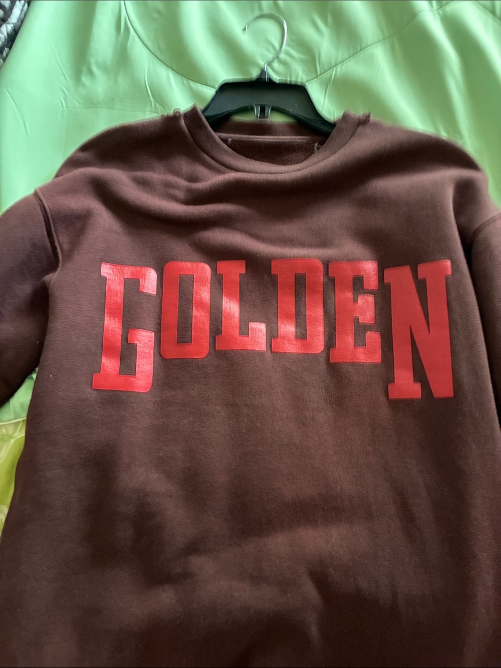 Womens Brown Sweatshirt with Red 'GOLDEN' Print golden goose